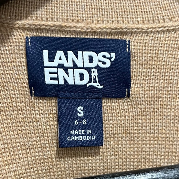 Lands' End fine gauge cotton button Sweater Blazer in Vicuña Heather S (4/6) - Picture 6 of 8